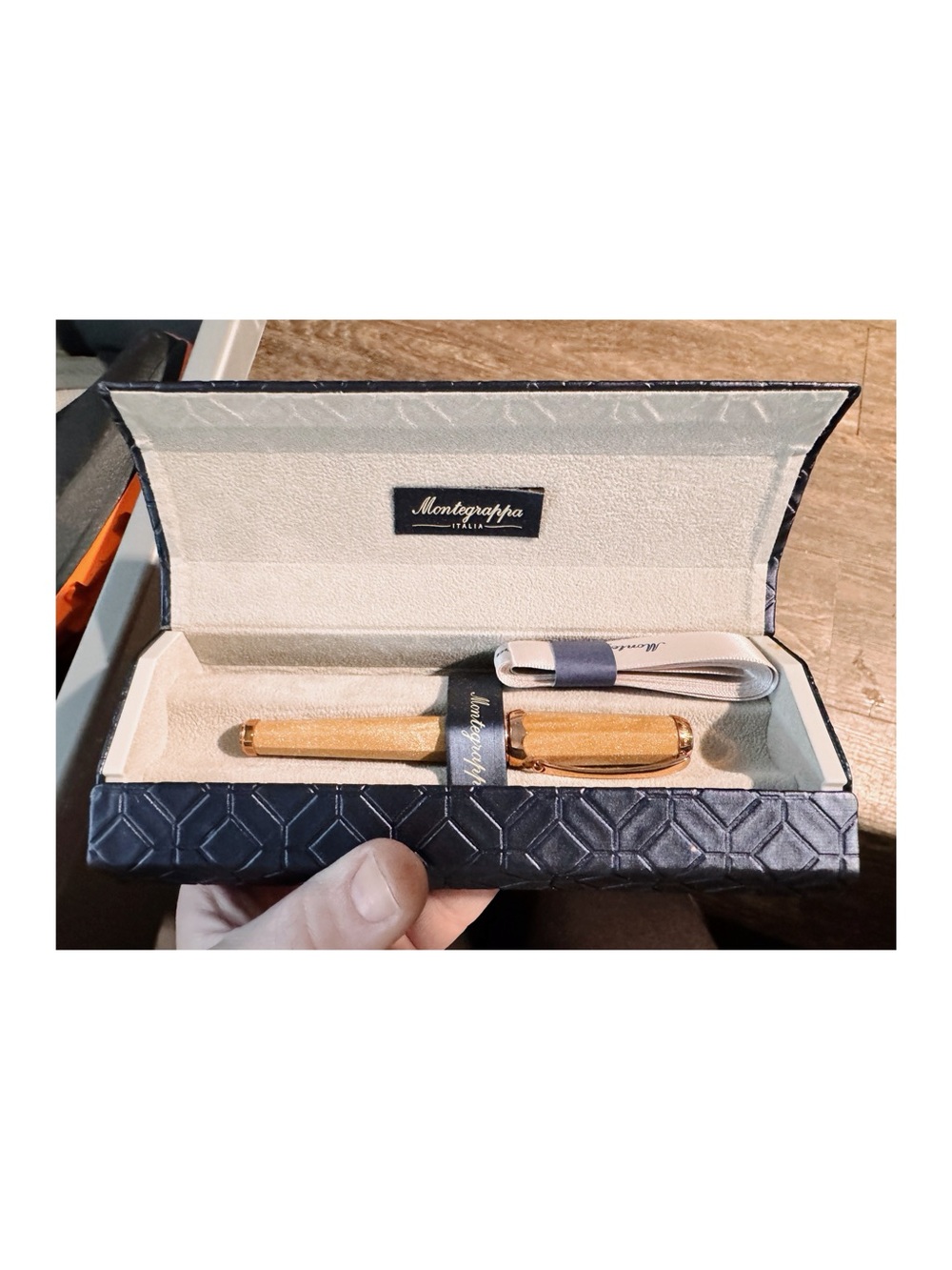 Montegrappa Italia Luxury Pen Gold Glitter Resin Pen w/ Original Box